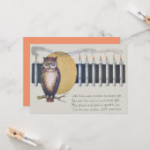 Carte Chandelles de hibou Pleine lune Halloween Vintage (Devant/Arrière en situation)