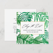 Carte Changement de date de mariage Report Palmier Tropi (Devant / Derrière)