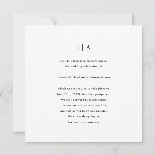 Carte Changement de date de mariage Reporté Palmier Trop (Dos)