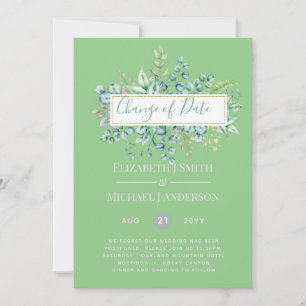 Carte Changement de plan Date Greenery Eucalyptus Event