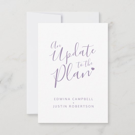 Carte Changement de plan de mariage annulation blanc vio (Devant)