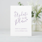 Carte Changement de plan de mariage annulation blanc vio (Debout devant)