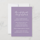 Carte Changement de plan de mariage annulation blanc vio (Dos)