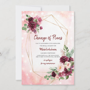 Carte Changement de plans Burgundy Wine Gold Fête des ma