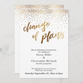 Carte "Changement de plans" pour mariage en or rep (Devant / Derrière)