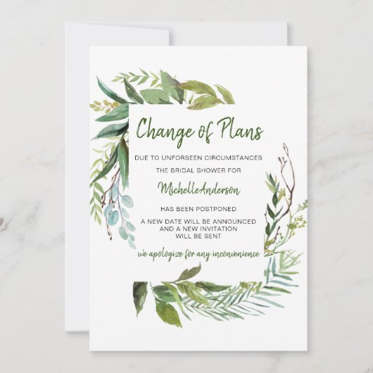 Carte Changement de verdure Fête des mariées Eucalyptus (Devant)