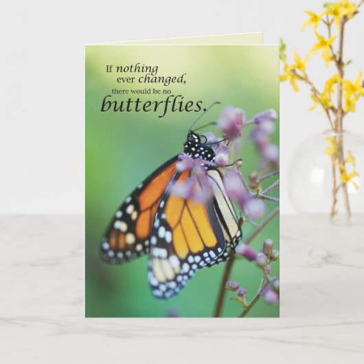Carte Changements de papillon à penser à vous (Fleur jaune)