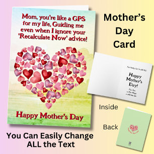 Carte Changer de texte, maman, tu es comme un GPS pour l