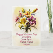 Carte Changez de nom, Bonne Fête des mères Fleurs grand- (Devant)