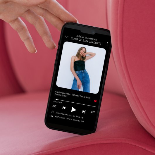 Carte Chanson du musicien Photo Graduation 2024 Invitati