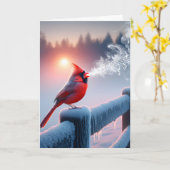 Carte Chant Cardinal Anniversaire En Hiver (Fleur jaune)