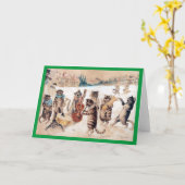 Carte Chant de Noël, Louis Wain (Fleur jaune)