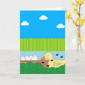 Carte Chanter Mère Canard Près De L'Eau : Blanc (Fleur jaune)