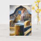 Carte Chanteur À Drapeau Américain (Fleur jaune)