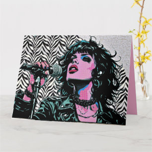 Carte Chanteur Pop Art Rocker Punk Trame Amateurs de Mus