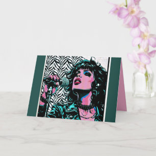 Carte Chanteur Pop Art Rose Clair Rockeur Punk Amateurs