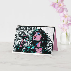 Carte Chanteur Pop Art Rose Clair Rockeur Punk Amateurs