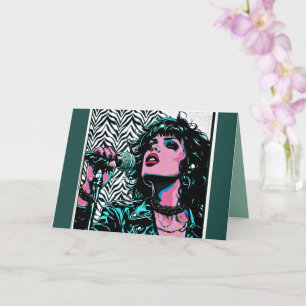 Carte Chanteur Pop Art Rose Clair Rockeur Punk Amateurs
