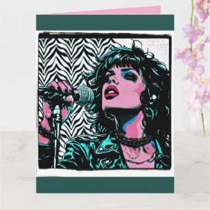 Carte Chanteur Pop Art Rose Clair Rockeur Punk Amateurs