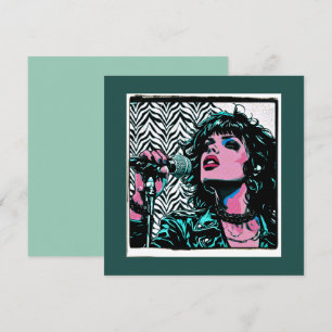 Carte Chanteur Pop Art Rose Clair Rockeuse Punk Amateurs