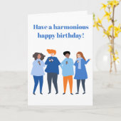 Carte Chanteurs harmonieux et heureux d'anniversaire (Fleur jaune)