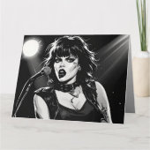 Carte Chanteuse goth punk de style BD noir et blanc des  (Devant)