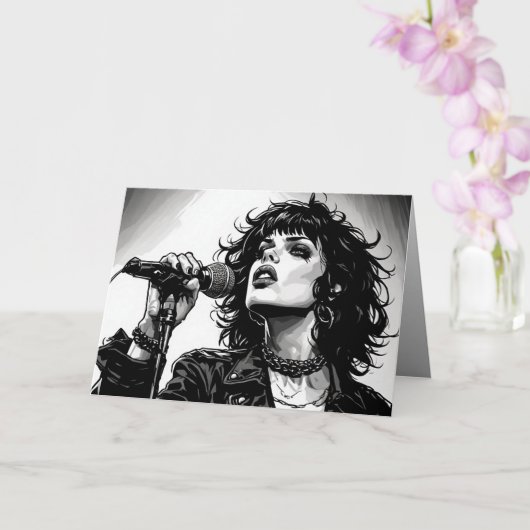 Carte Chanteuse Goth Punk Style Graphique Rétro (Orchidée)