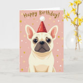 Carte Chapeau Anniversaire Chien (Fleur jaune)