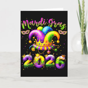 Carte Chapeau de bouffon Mardi Gras Happy 2026 New Orlea