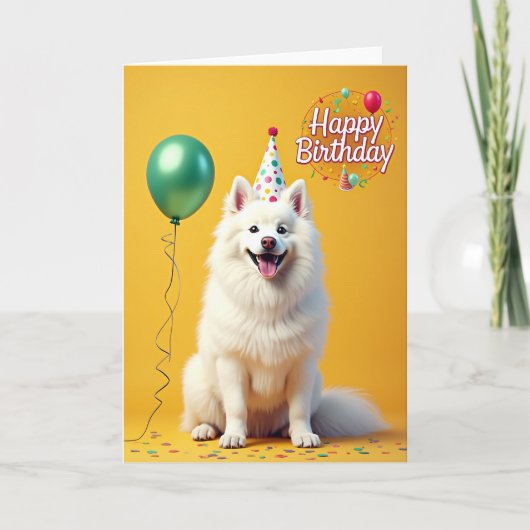 Carte Chapeau de Chien Blanc Joyeux (Devant)