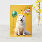 Carte Chapeau de Chien Blanc Joyeux (Fleur jaune)