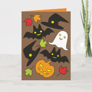 Carte Chapeau de fantôme de chauves-souris amusantes et