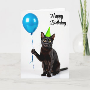 Carte Chapeau de Fête Chat en Velours