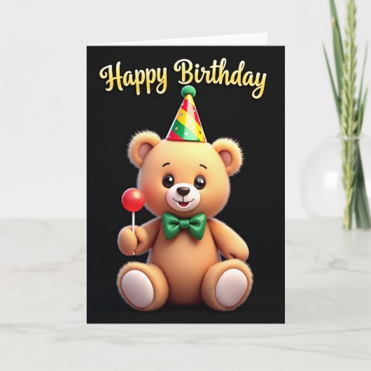 Carte Chapeau de Fête d'Anniversaire de Faon (Devant)