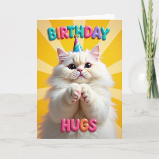 Carte Chapeau de Fête de Chat Fluffy (Devant)