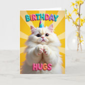 Carte Chapeau de Fête de Chat Fluffy (Fleur jaune)