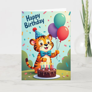 Carte Chapeau de Fête de Chat Rayé