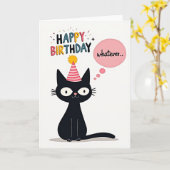 Carte Chapeau de Fête de Chat Stylisé (Fleur jaune)