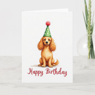 Carte Chapeau de Fête de Chien Doré