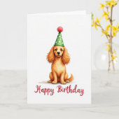 Carte Chapeau de Fête de Chien Doré (Fleur jaune)