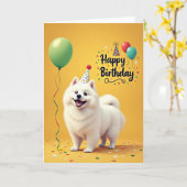 Carte Chapeau de Fête de Chien Joyeux (Fleur jaune)