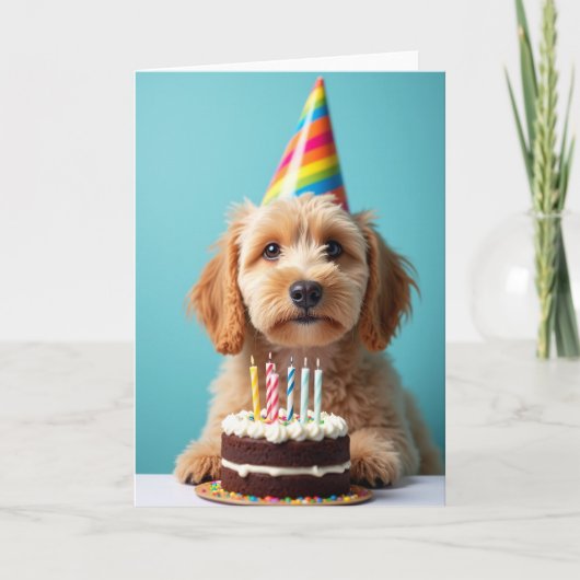 Carte Chapeau de Fête de Chiots (Devant)