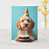 Carte Chapeau de Fête de Chiots (Fleur jaune)