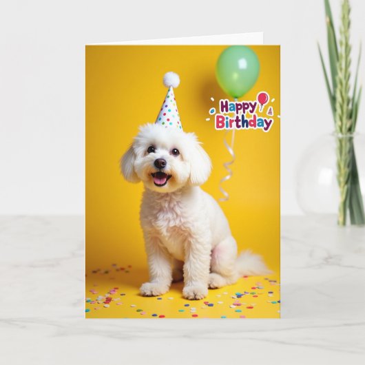 Carte Chapeau de Fête de Chiots Mignons (Devant)