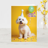 Carte Chapeau de Fête de Chiots Mignons (Fleur jaune)