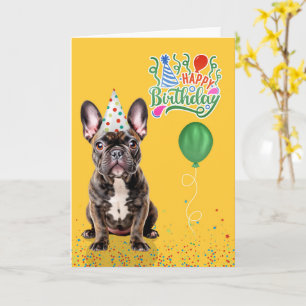 Carte Chapeau de fête de French Bulldog bringé Jaune Ann