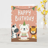 Carte Chapeau de Fête des Animaux Mignons (Fleur jaune)