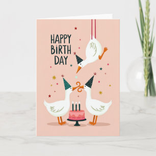 Carte Chapeau de Fête d'Oiseaux Enjoués