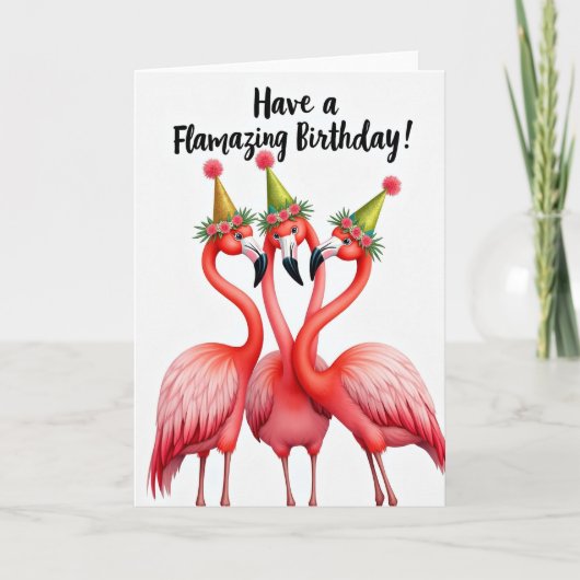 Carte Chapeau de Fête Oiseaux Roses (Devant)