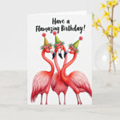 Carte Chapeau de Fête Oiseaux Roses (Fleur jaune)